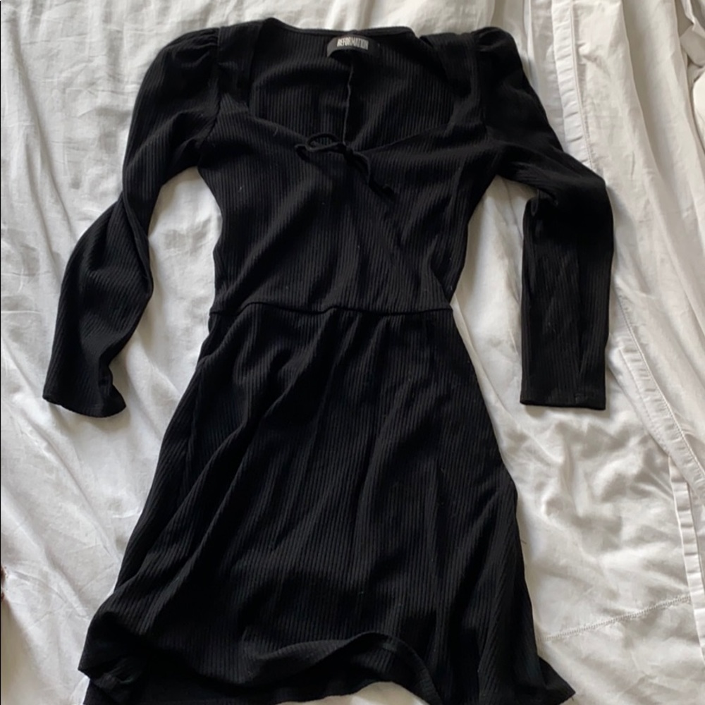Reformation Stretchy Black Dress